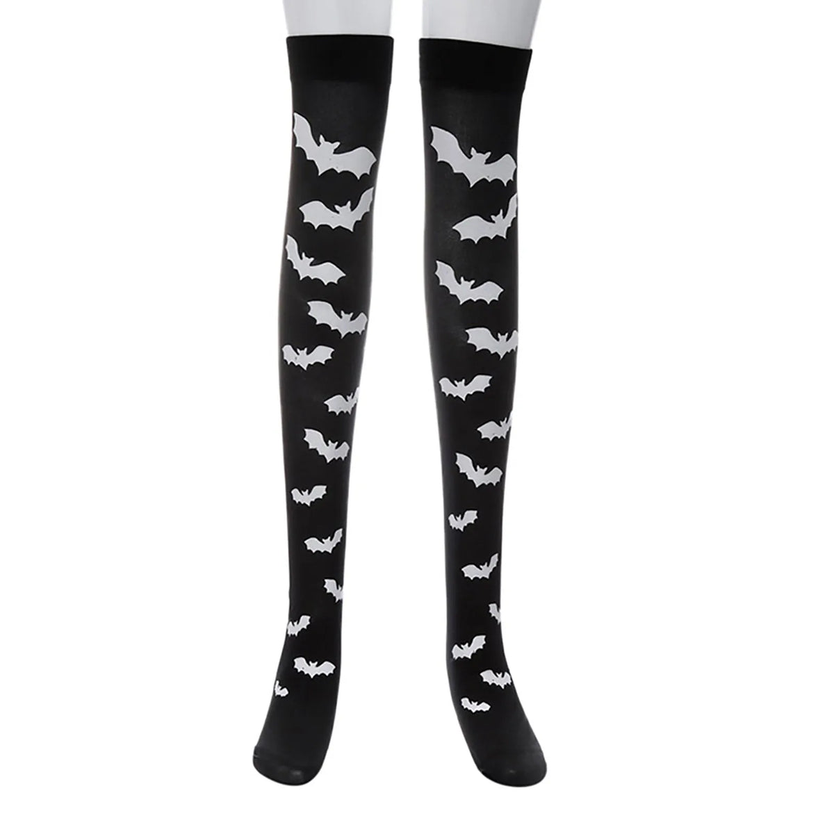 Patterned Knee High Stockings with Bat and Spiderweb Designs