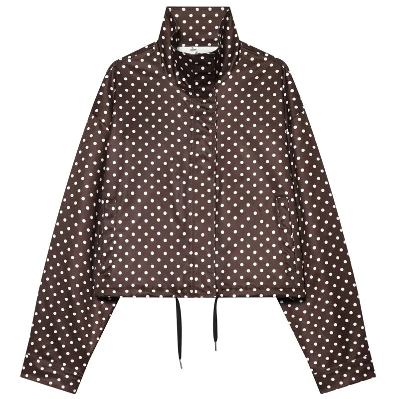 Women's Polka-Dot Zip-Front Bomber Jacket