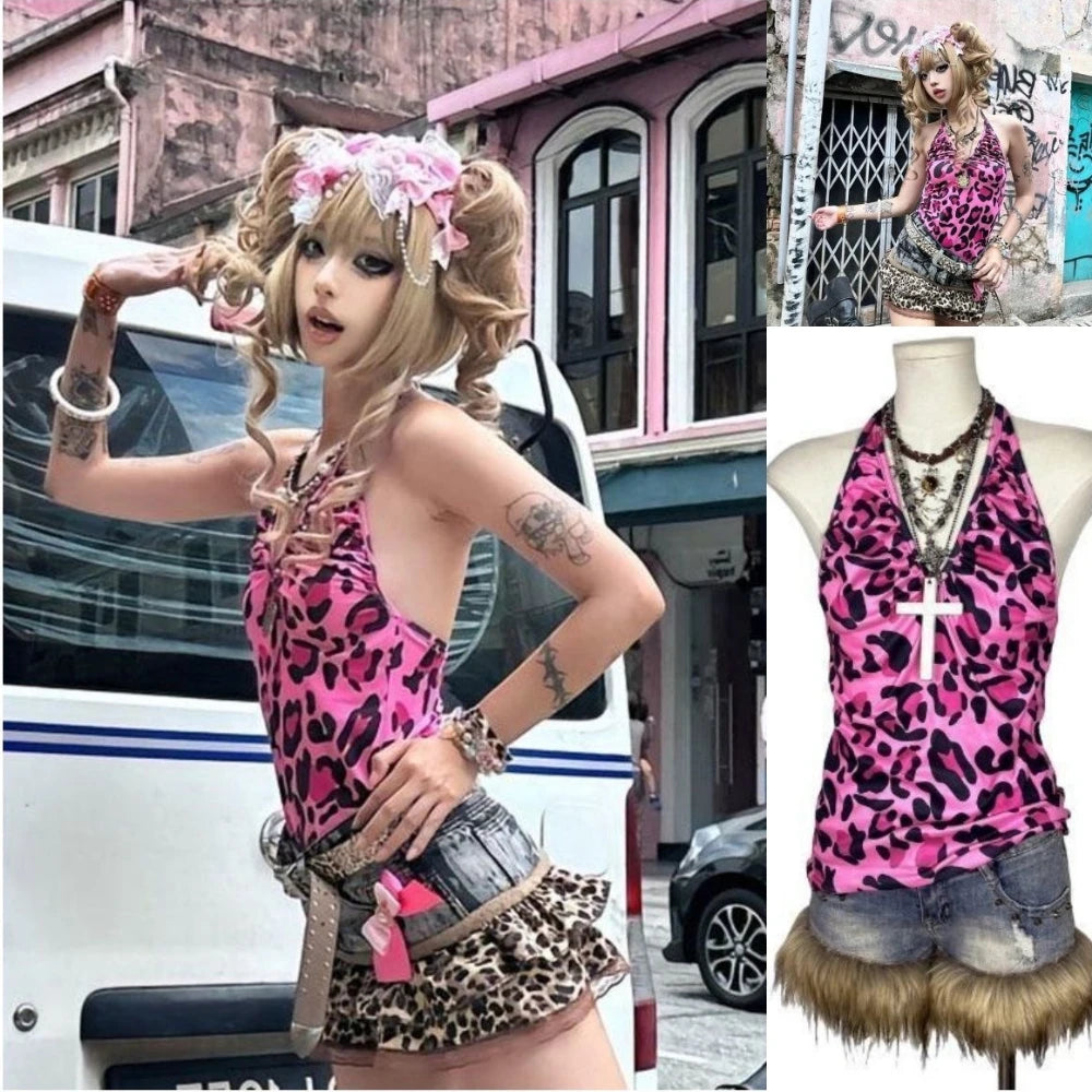 Women's Printed Lace Trim Camisole with Thin Straps and Fitted Shape