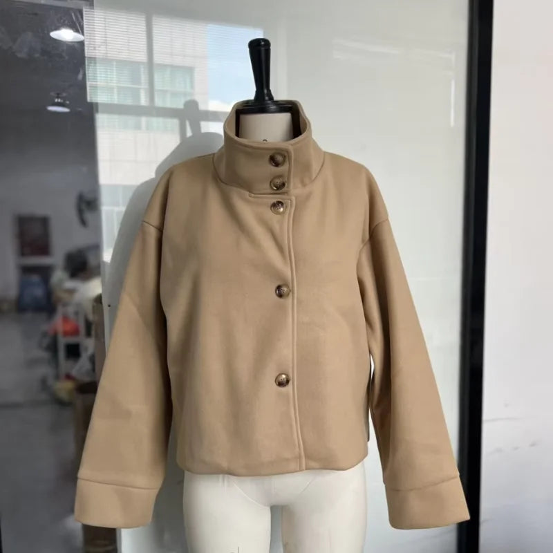 Women's Stand-Collar Button-Front Jacket