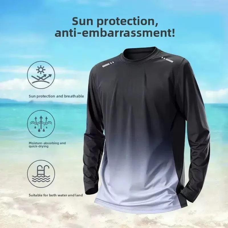 Men's Long Sleeve Rash Guard with Swim Bottom Options