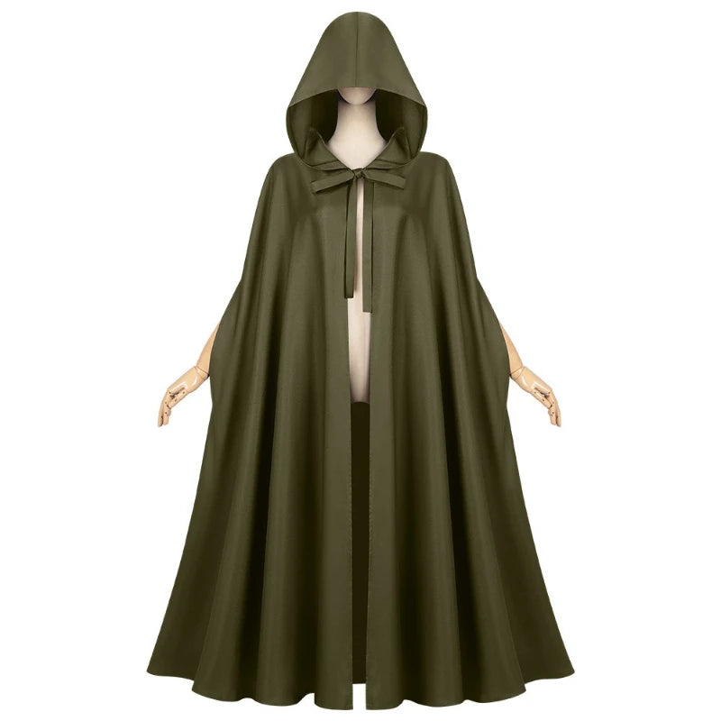 Long Hooded Tie Front Cape for Layering over Outfits