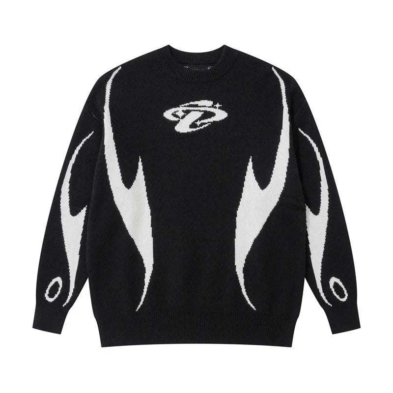 Women's Abstract Graphic Crew Neck Sweater Casual Knit Layer