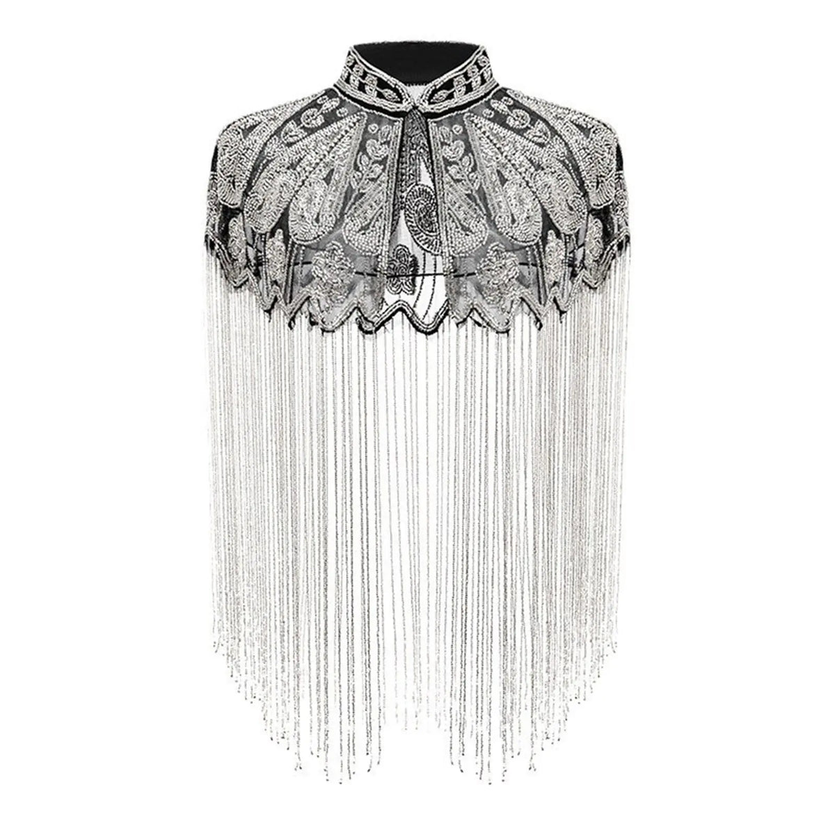 Beaded Long Fringe Cape for Layering over Outfits