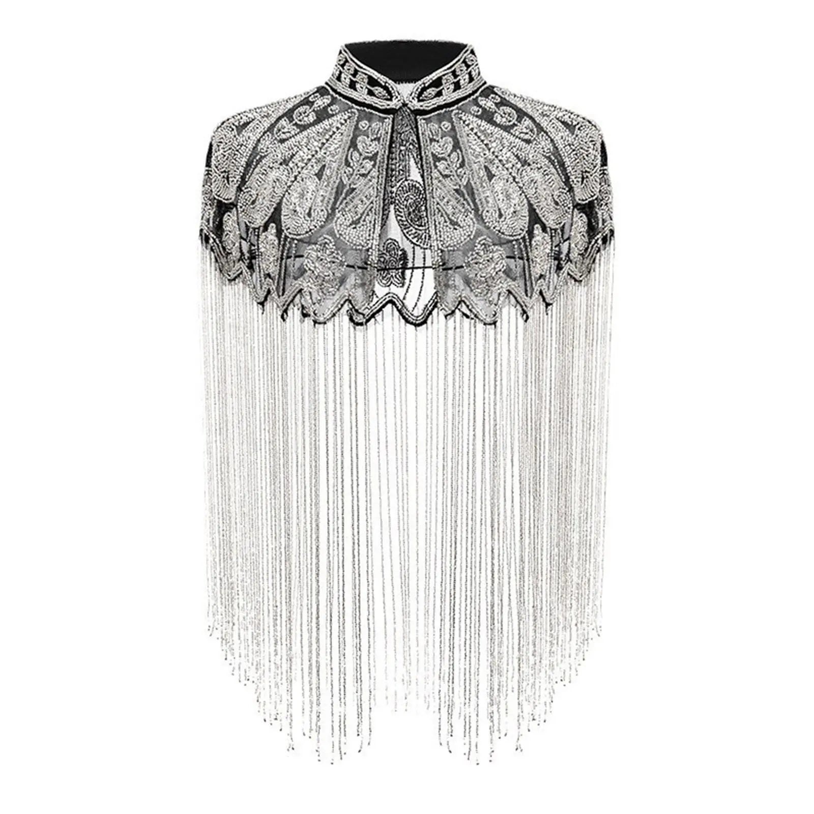 Beaded Long Fringe Cape for Layering over Outfits