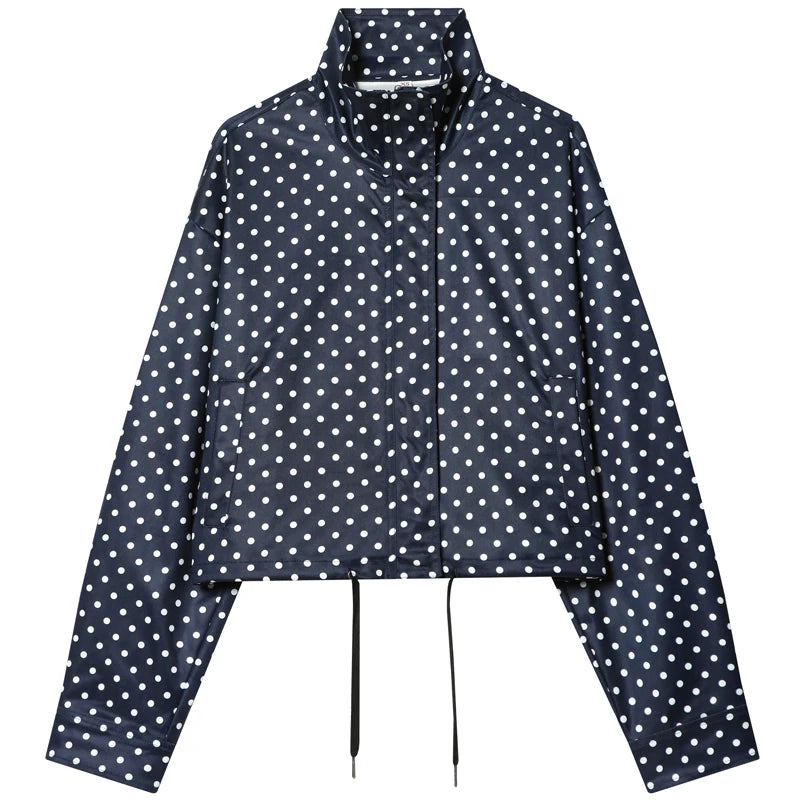 Women's Polka-Dot Zip-Front Bomber Jacket