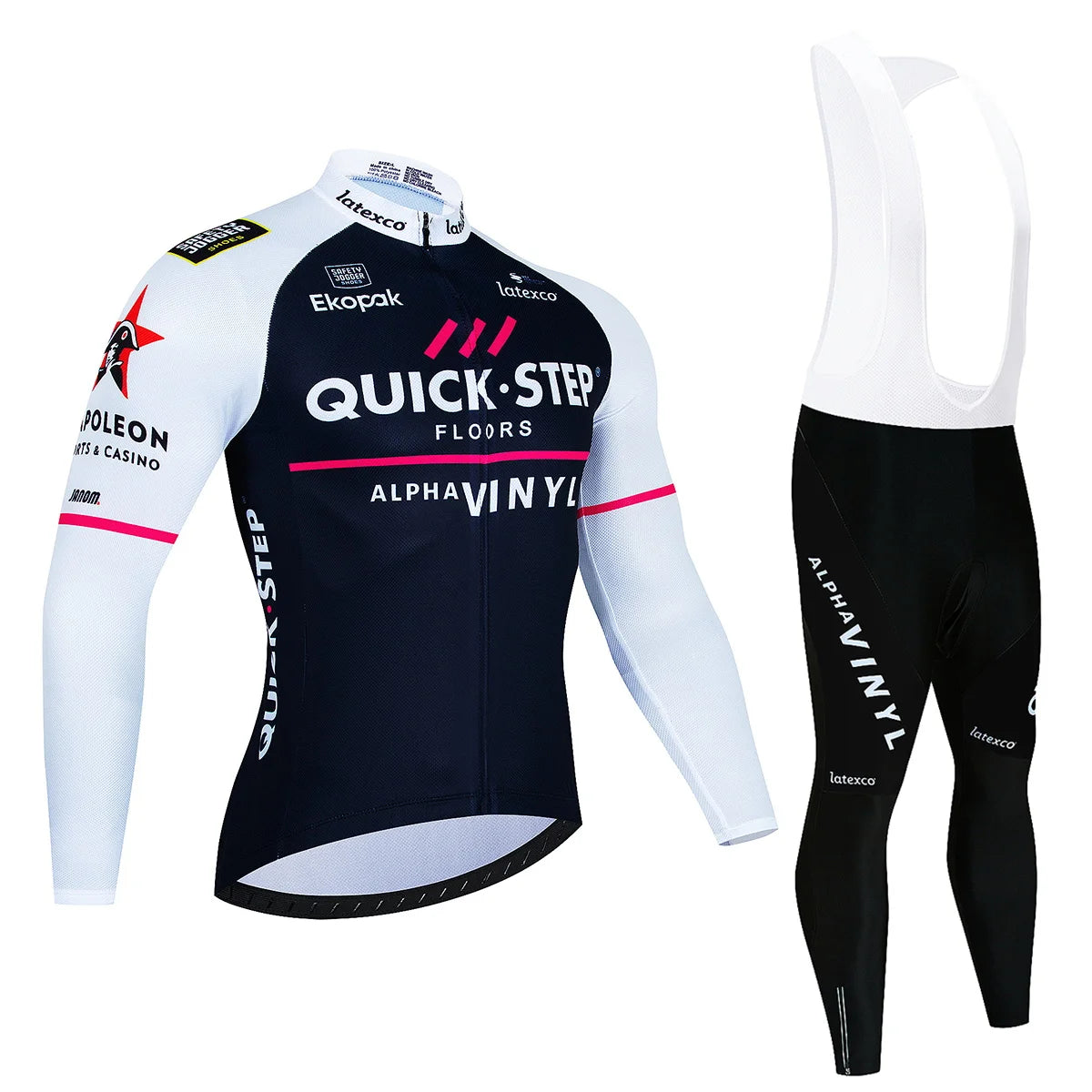 Men's Long Sleeve Fleece Cycling Jersey Set for Winter Bicycle Riding