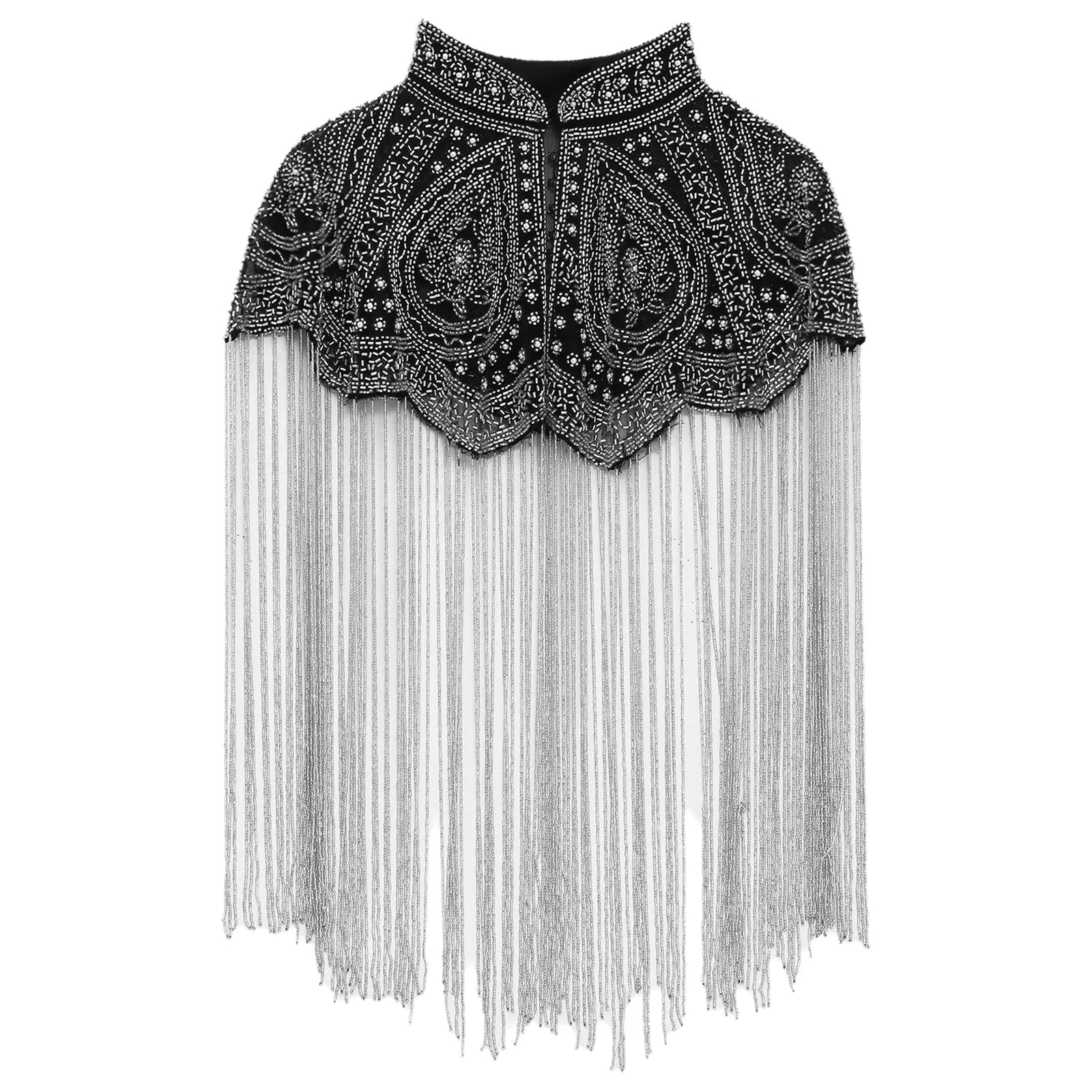 Beaded Long Fringe Cape for Layering over Outfits