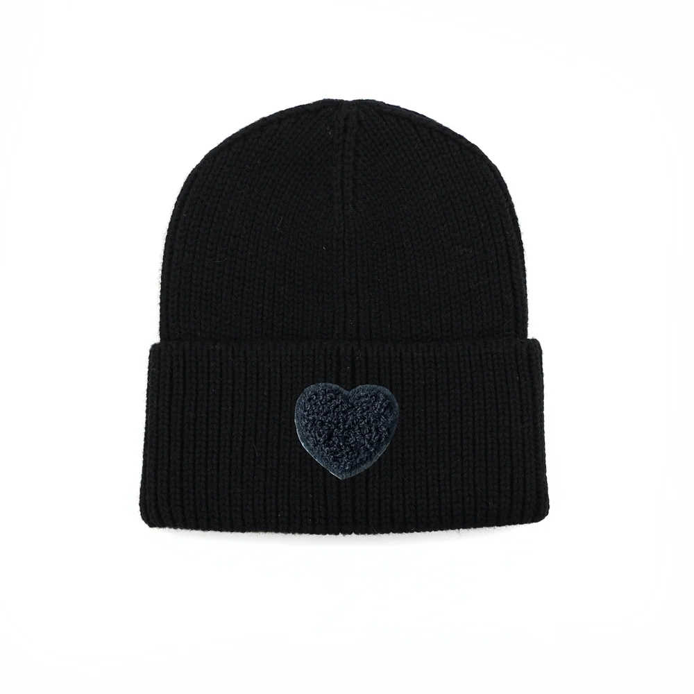 Children's Cotton Knitted Beanie with Patch Designs and Original Size Options