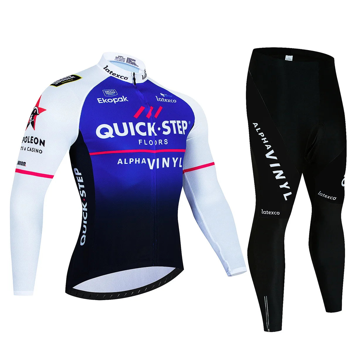 Men's Long Sleeve Fleece Cycling Jersey Set for Winter Bicycle Riding