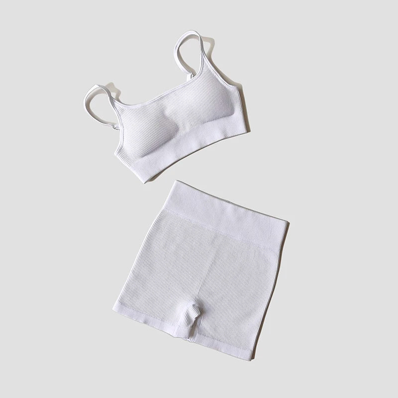 Women's Thin Strap Bra And Shorts Yoga Set