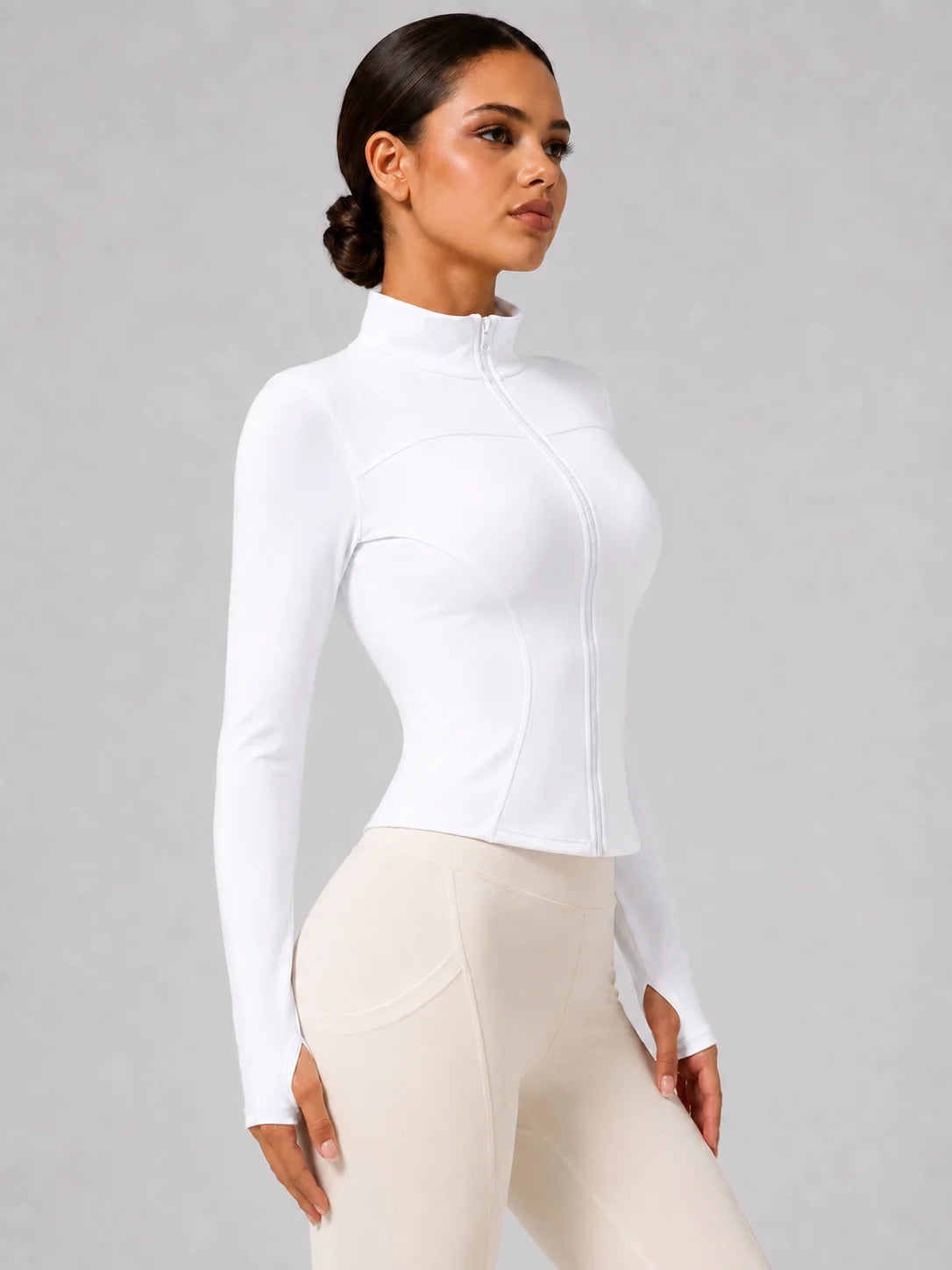 Women's Full-Zip Yoga Jacket with Thumbholes