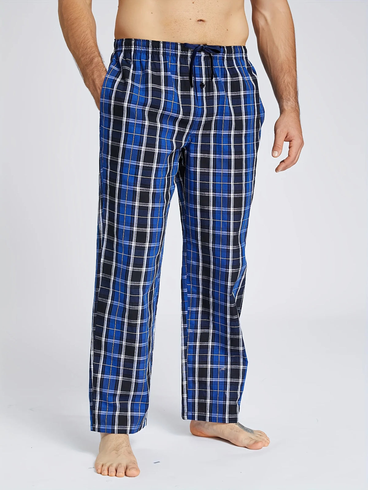 Men's Plaid Elastic Waist Straight Leg Lounge Pajama Pants
