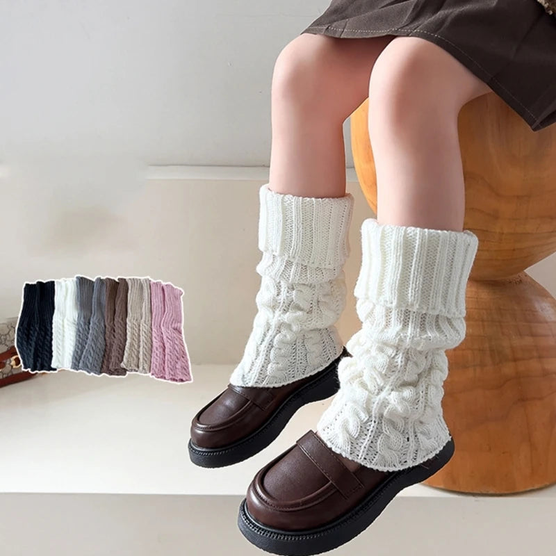 Children's Cable Knit Leg Warmers with Solid Color Options