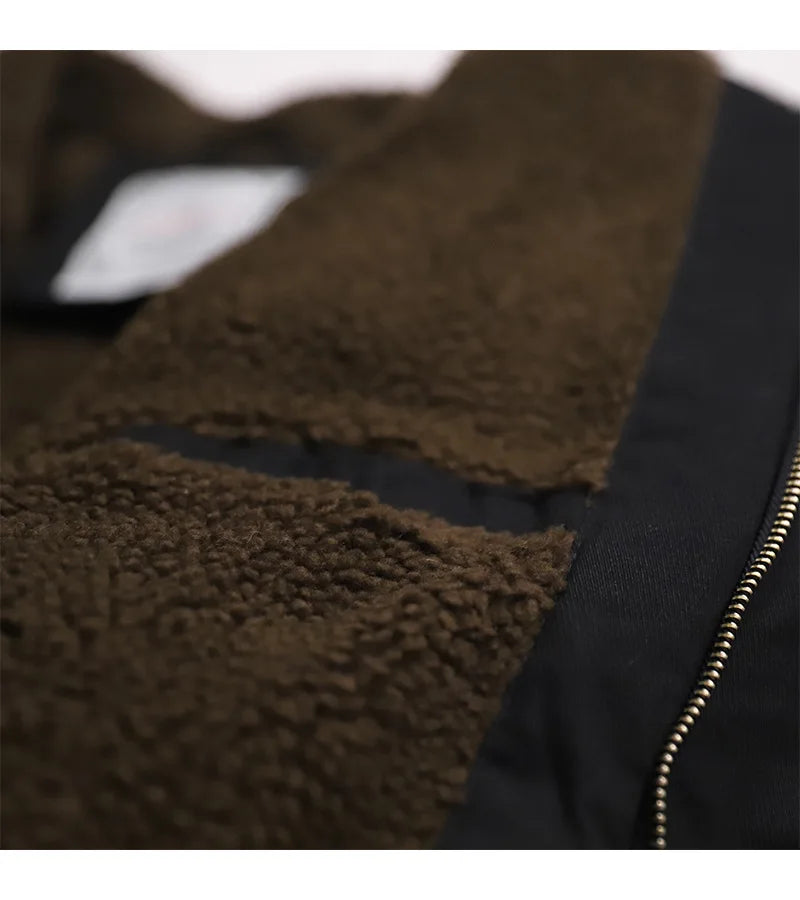 Drop Shipping N1 Thick Winter Mens Sherpa Fleece Deck Jacket with Embroidered Patch