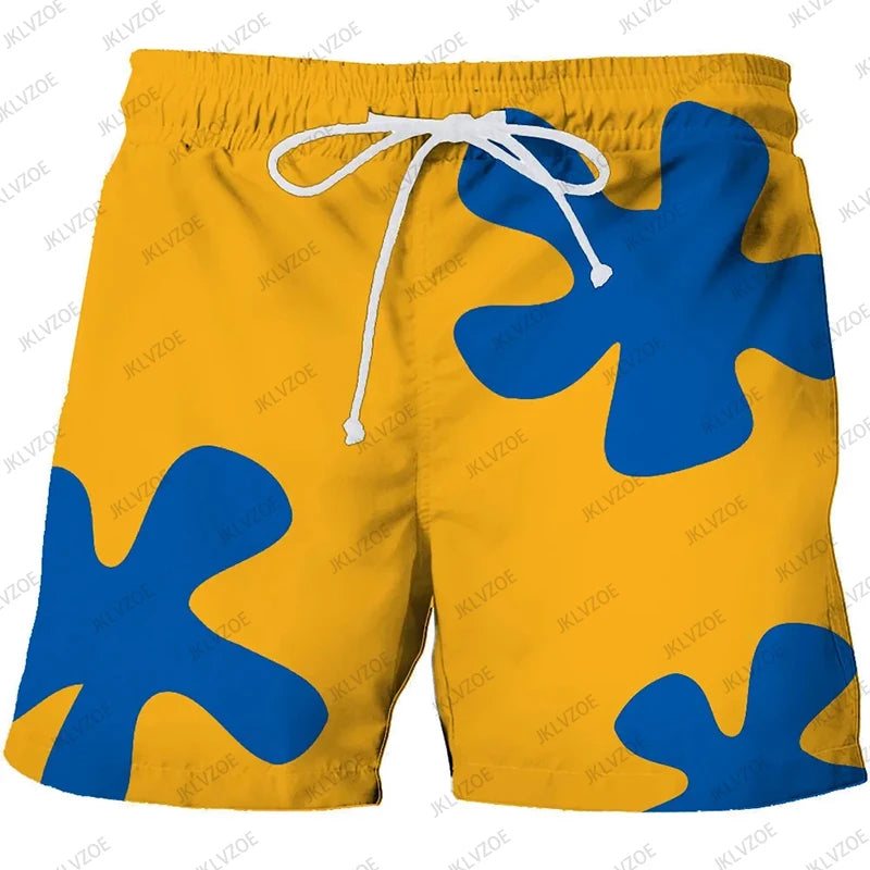 Men's Graphic Print Drawstring Elastic Waist Board Swim Shorts