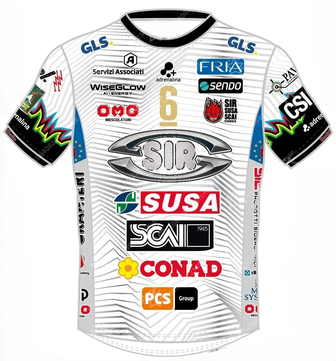 Perugia Number Six Volleyball Short Sleeve Jersey For Sports Outfits