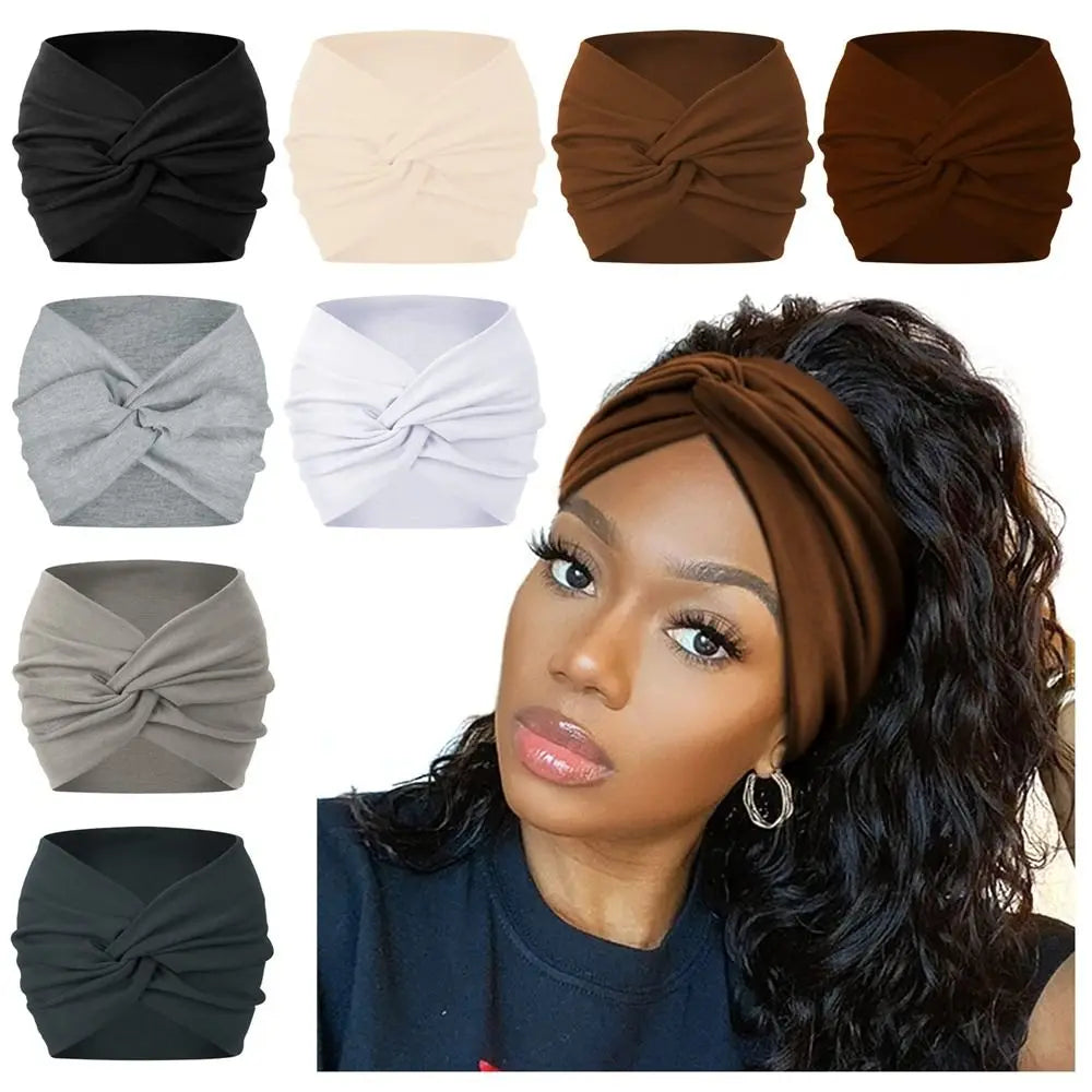 Wide Twist Front Fabric Headband in Solid and Printed Styles