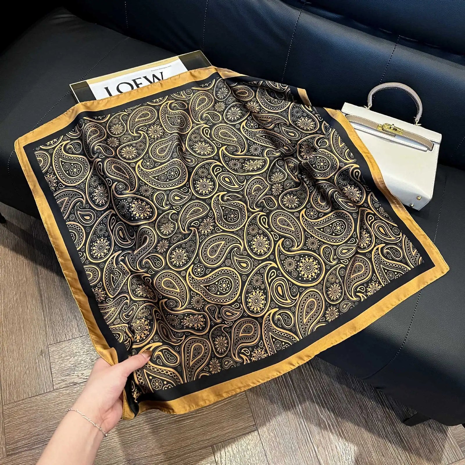 Patterned Square Scarf with Paisley and Houndstooth Style Options