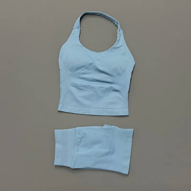 Women's Halter Tank And Shorts Yoga Set For Workout Outfits