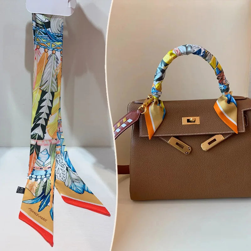 Printed Skinny Scarf for Neck and Bag Handle Styling