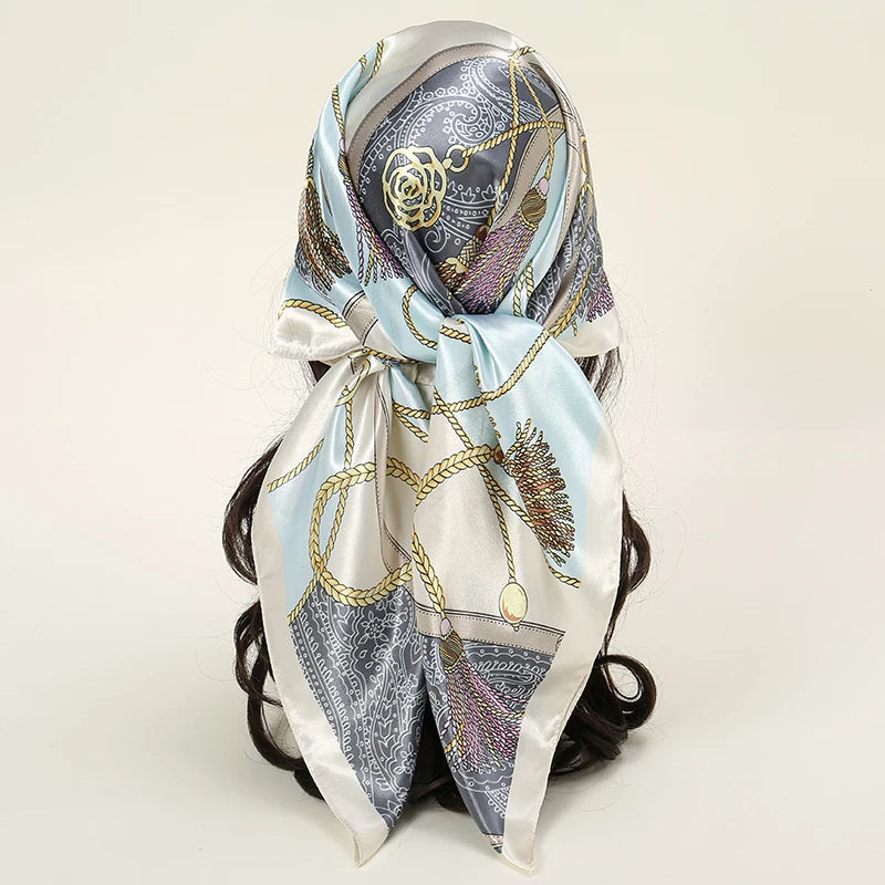 Printed Square Scarf with Ornate Paisley Pattern Options