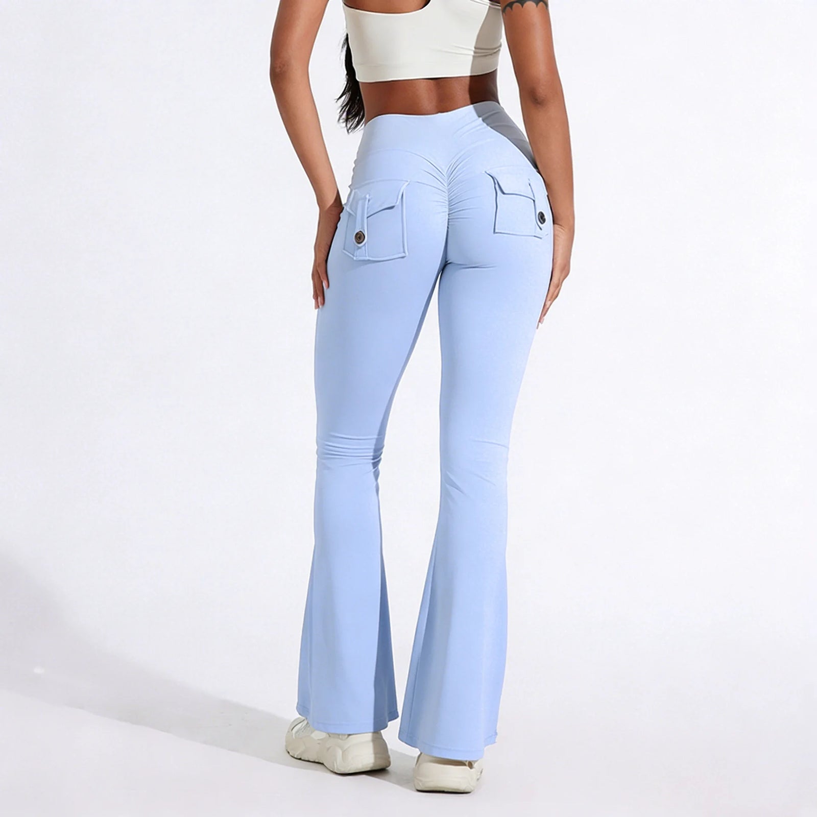Women's Back Pocket Flared Leggings For Workout Outfits