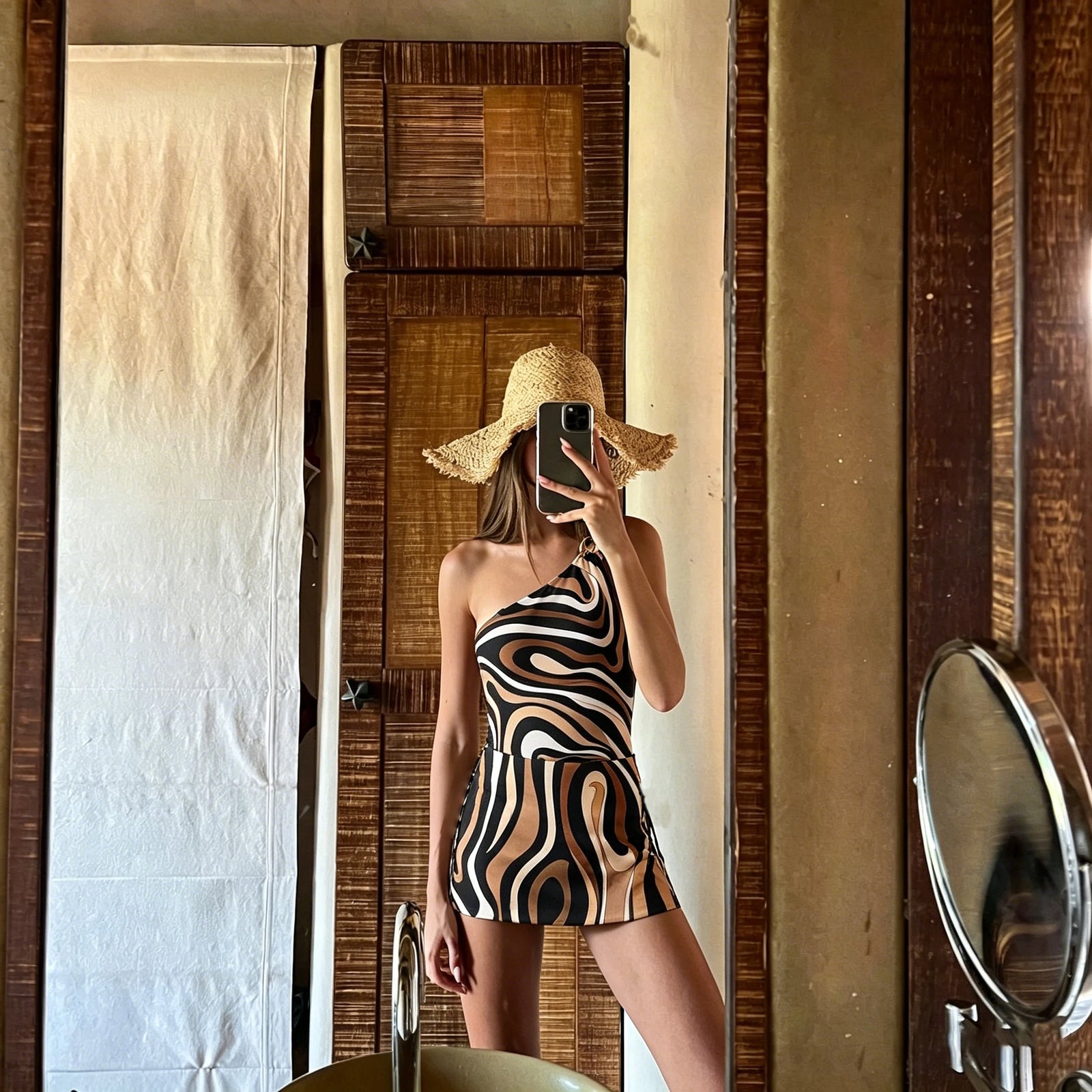 Floral Cutout Swimsuit with Cover-Up