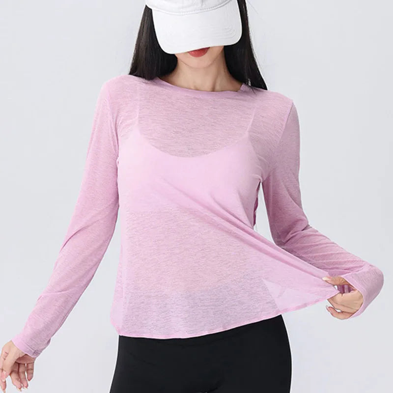 Women's Long-Sleeve Loose-Fit Workout Top