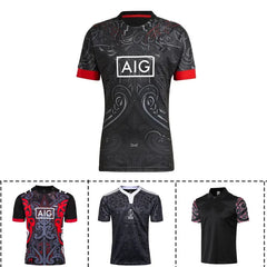 2021 New Zealand Maori All Black Home 2019 Training / Polo Rugby Jersey - Mens  Size: S-5XL （Print Custom Name Number）