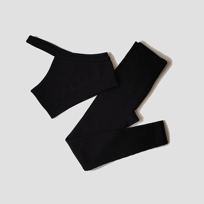 Women's Variable Sleeve Top Bra And Leggings Yoga Set