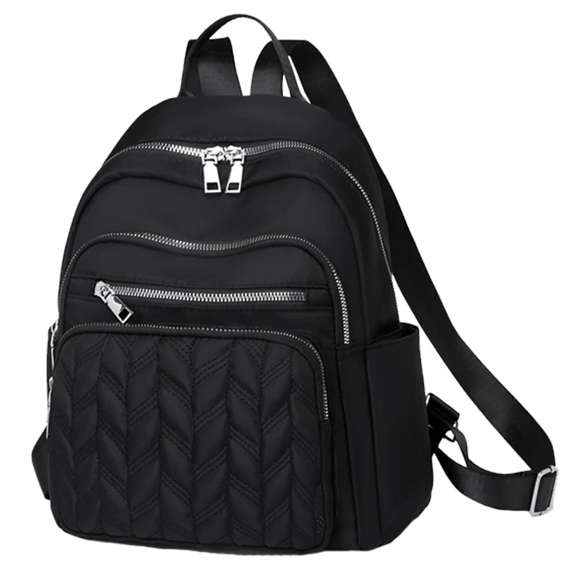Women's Textured Backpack with Front Zipper Pockets and Adjustable Straps
