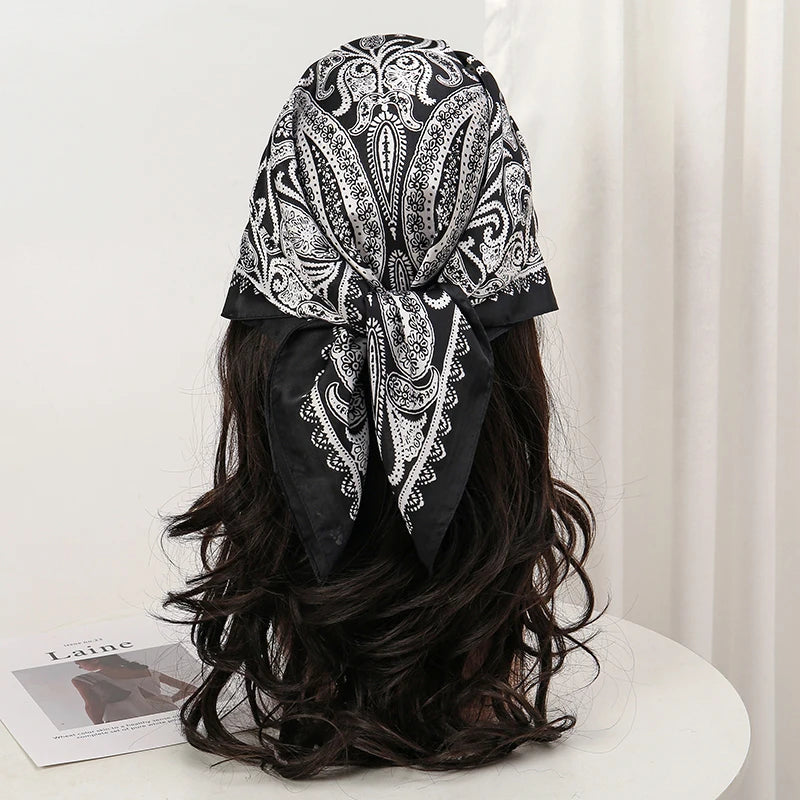 Floral Print Square Scarf for Head and Neck Styling
