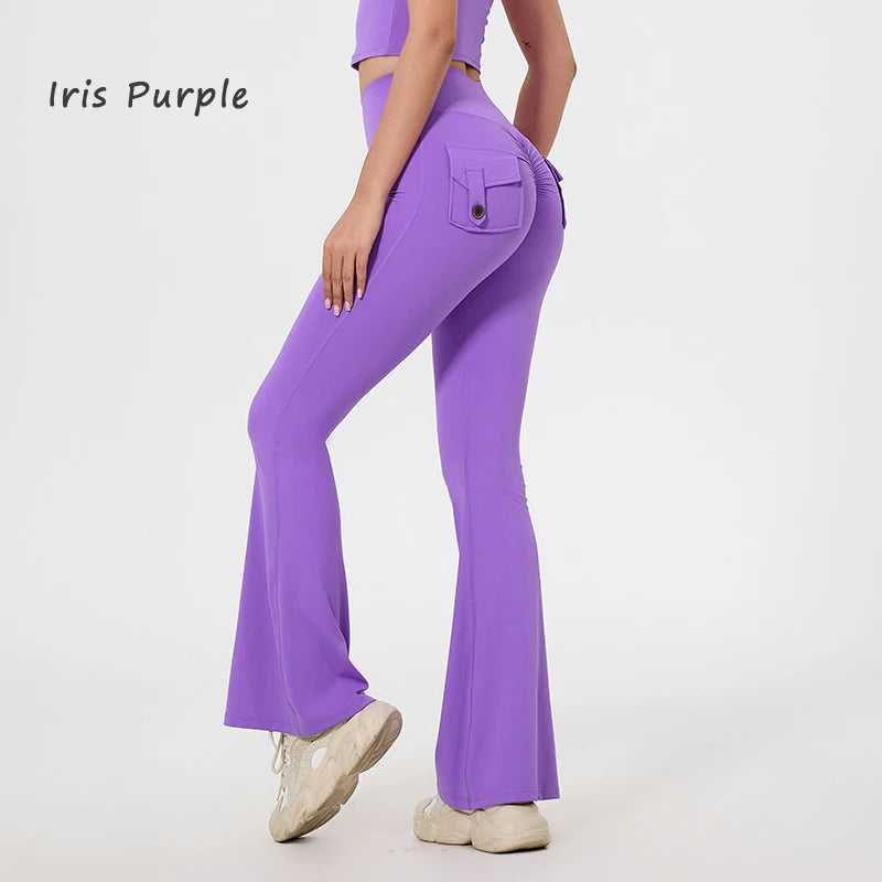Women's Back Pocket Flared Leggings For Workout Outfits