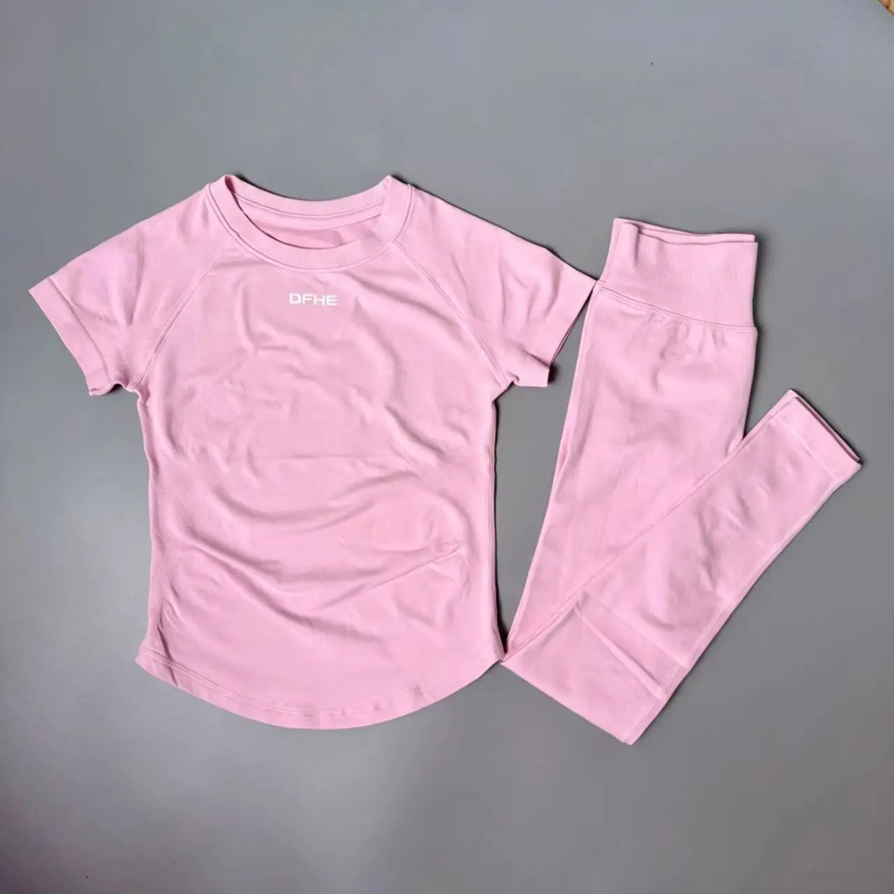 Women's Short Sleeve Yoga Top and Leggings Set