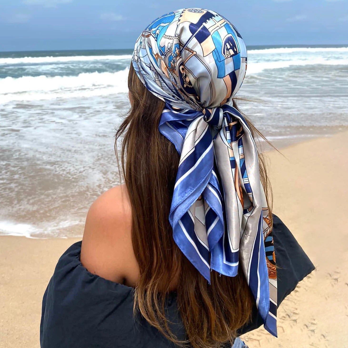 Printed Square Scarf with Ornate Paisley Pattern Options