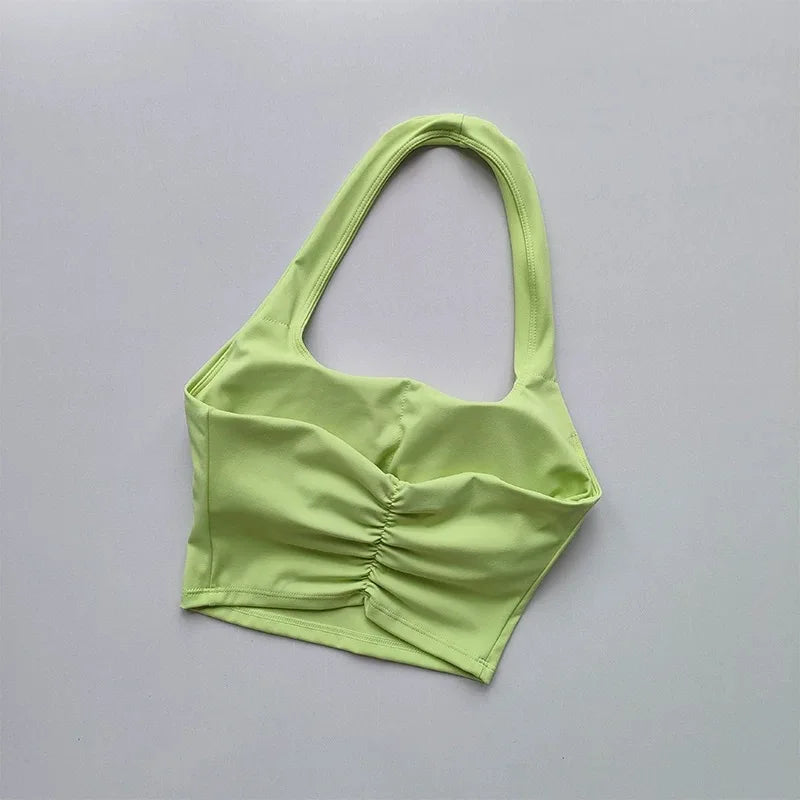 Women's Pleated Halter Sports Bra