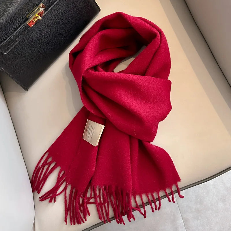 Solid Long Fringed Scarf for Neck and Wrap Styling