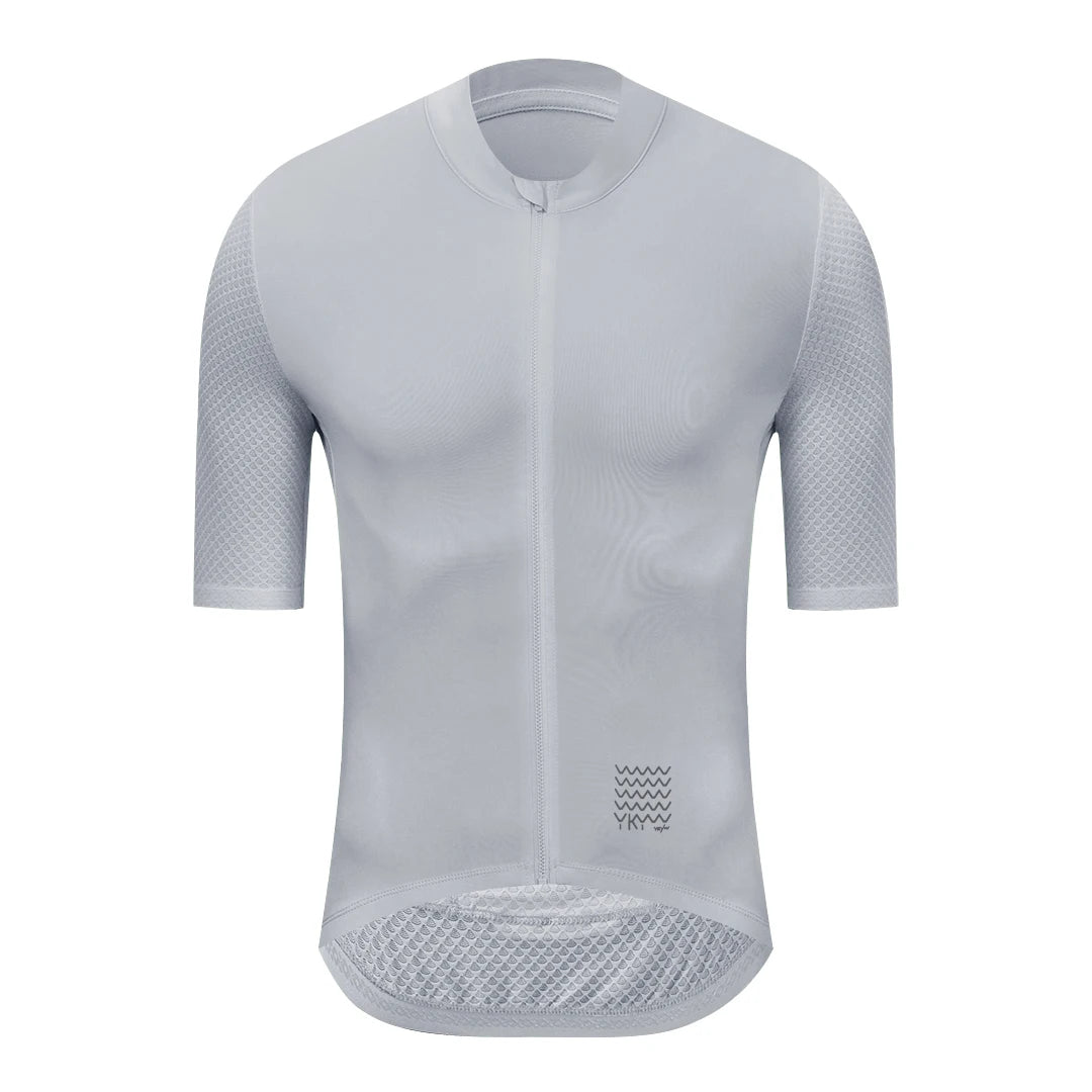 Men's Short Sleeve Full-Zip Cycling Jersey with Rear Storage Pockets