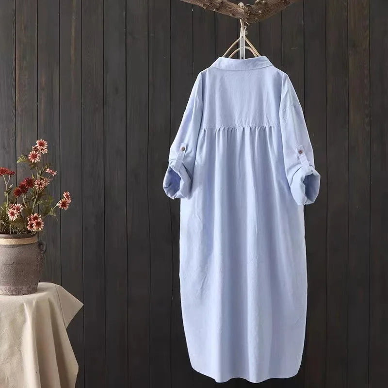 Women's Embroidered Longline Button Front Shirt