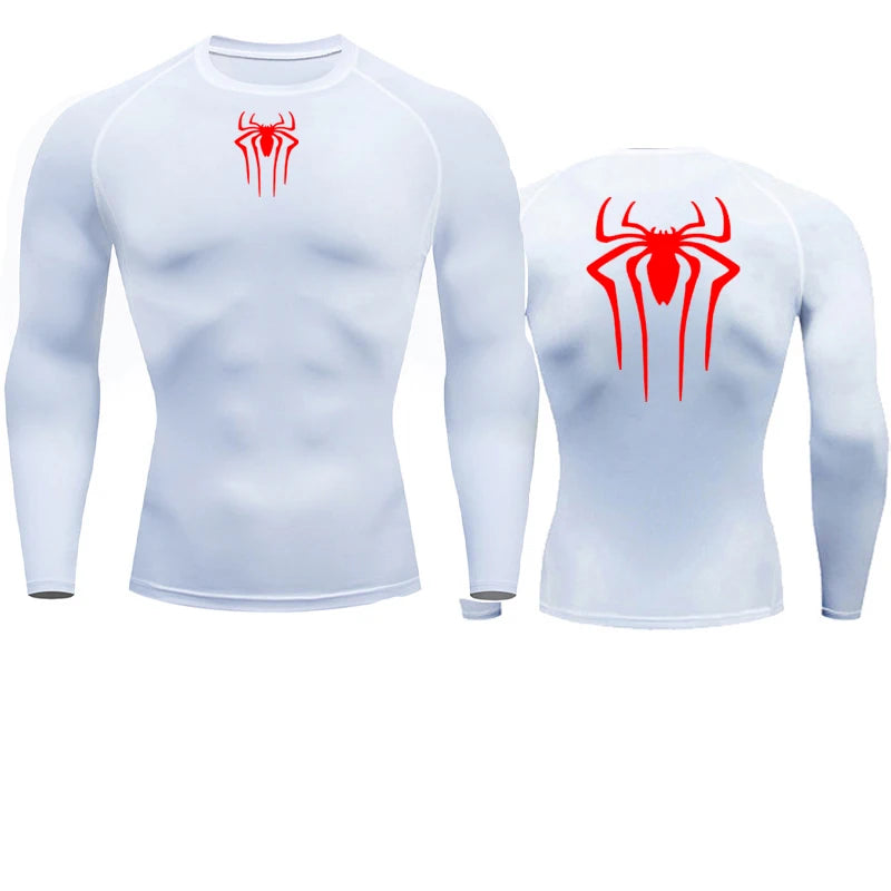 Spider Graphic Compression Long Sleeve Rash Guard For Sports Outfits