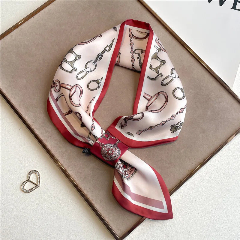 Printed Narrow Neckerchief Scarf with Pointed Tie Ends