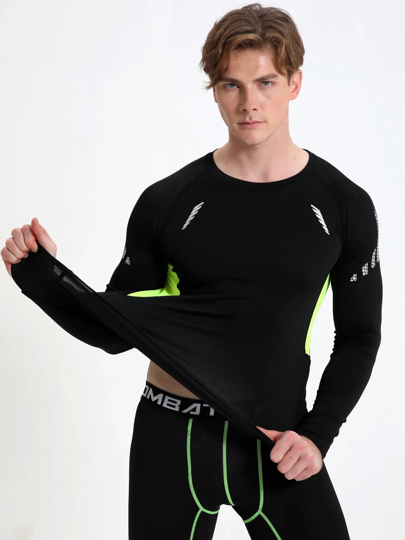 Fitted Crew Neck Long Sleeve Compression T Shirt