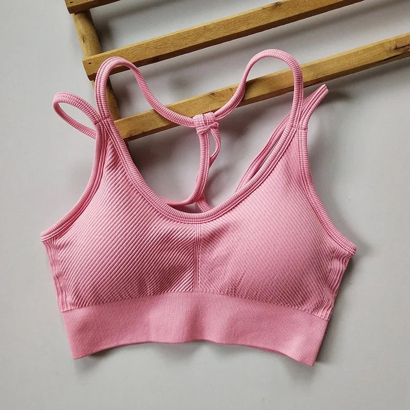 Women's Ribbed Scoop Neck Sports Bra