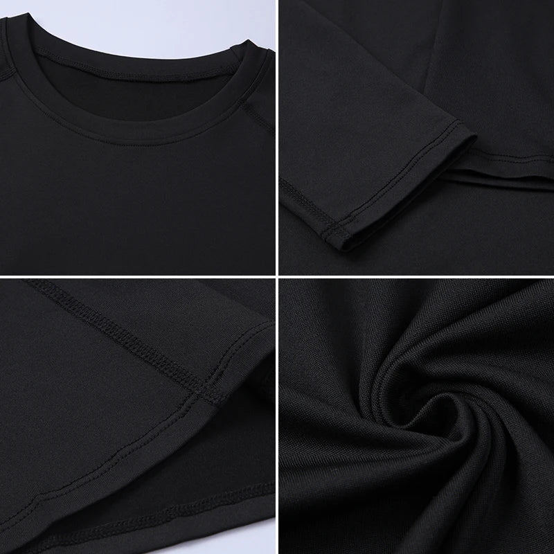 Fitted Crew Neck Long Sleeve Compression T Shirt