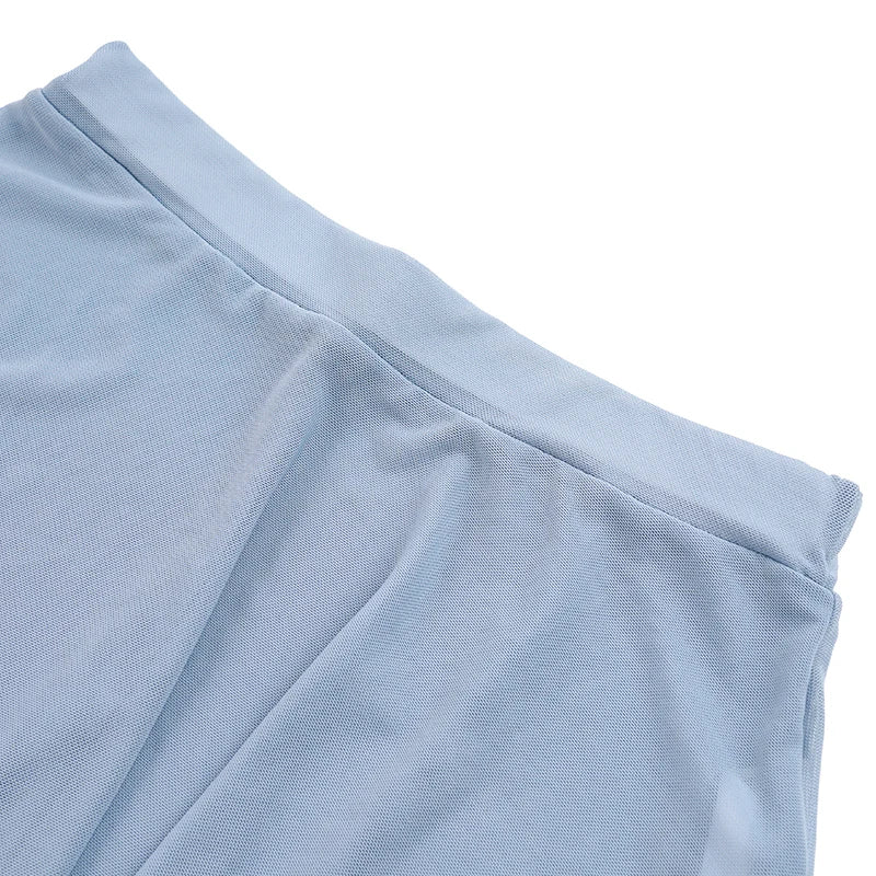 Women's Short Mesh Ballet Skirt with Side Split and Elastic Waist