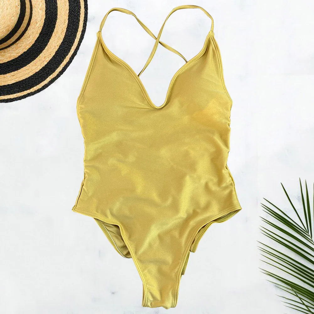 Plus Size Solid One-Piece Swimsuit