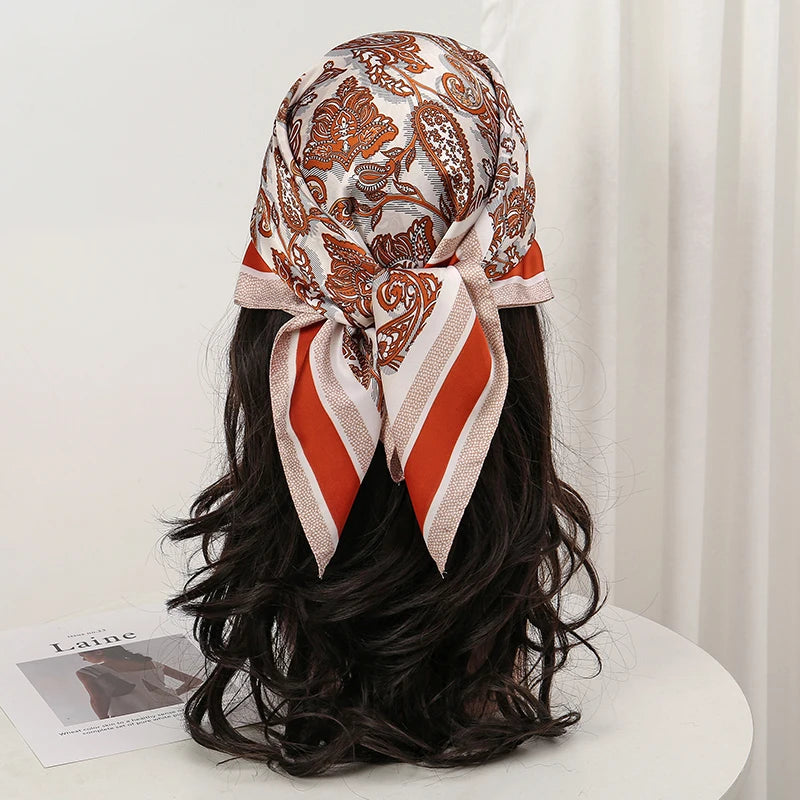 Floral Print Square Scarf for Head and Neck Styling