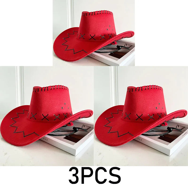 Wide Brim Cowboy Hat with Decorative Edge Stitching