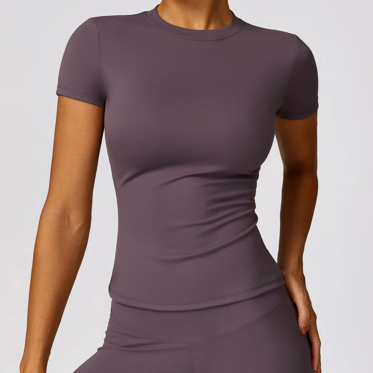 Women's Crew Neck Fitted Short Sleeve T-shirt For Workout Outfits